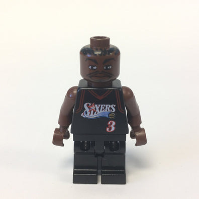LEGO Minifigure-NBA Allen Iverson, Philadelphia 76ers #3 (Black Uniform)-Sports / Basketball-NBA010-Creative Brick Builders